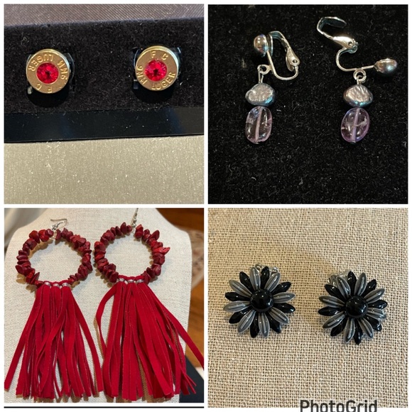 Genesis –Red Bohemian Long Dangle Suede Fringe Earrings Stone 6”L NWOT - Picture 13 of 16